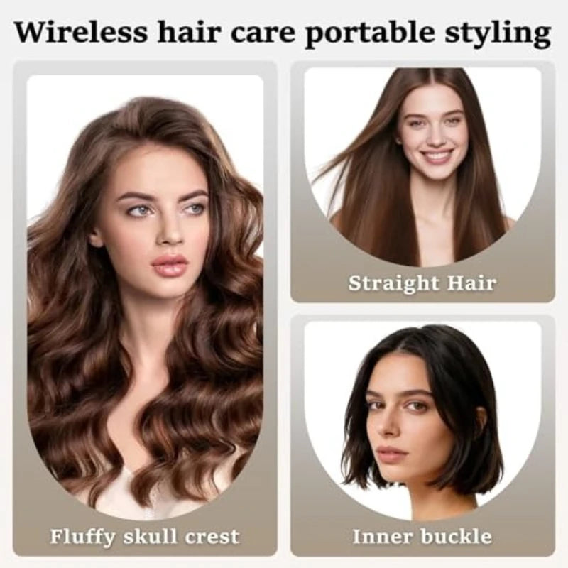 Mini Wireless Hair Straightening Comb – Portable & Anti-Scald
