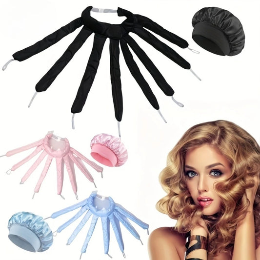Heatless Curling Headband Set With Satin Sleep Bonnet