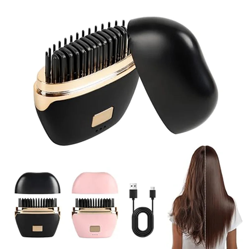 Mini Wireless Hair Straightening Comb – Portable & Anti-Scald