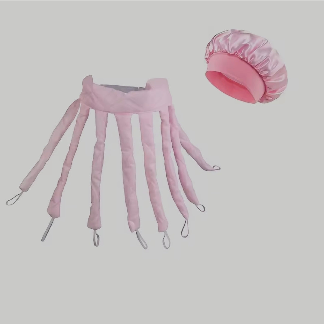 Heatless Curling Headband Set With Satin Sleep Bonnet