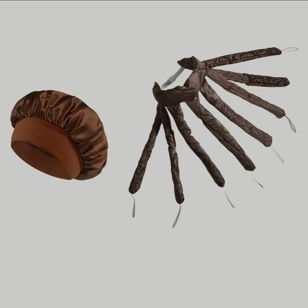 Hitzeloses Locken-Stirnband-Set mit Satin-Schlafhaube
